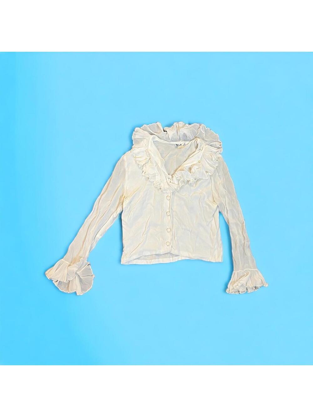 Vintage chiffon white ruffle top or cardigan